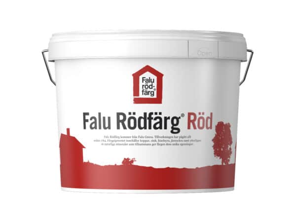 En burk Falu Rödfärg Original Röd.