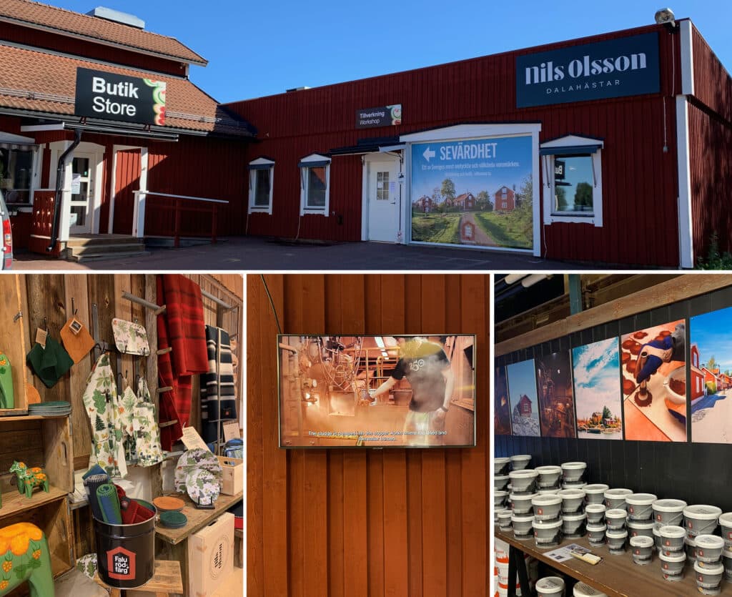 Falu Rödfärgs upplevelsebutik hos Nils Olsson Dalahästar.